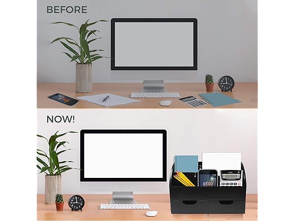 Rustic Wood Desk Organizer & Mail Rack