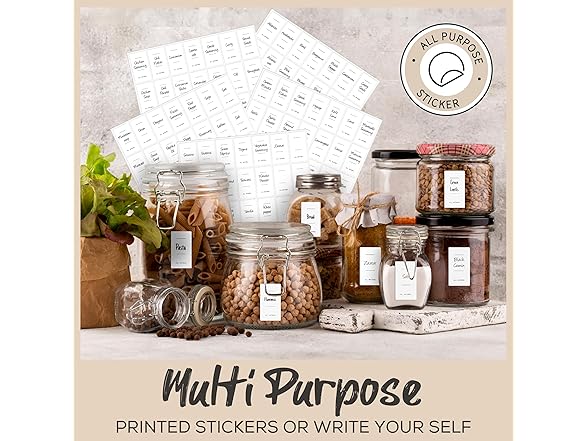 U-Name-It 100 Pre-Printed Nordic Jar Labels & Pantry Stickers