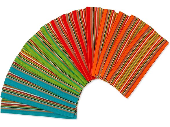 Simpli-Magic Kitchen Dish Towels, Salsa Stripe, 8 Pack