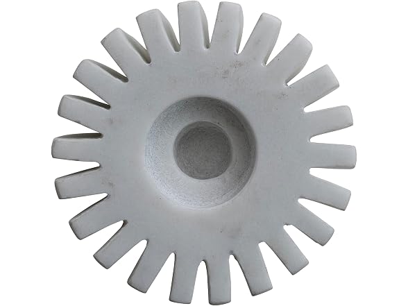 Bloomingville White Marble Candleholder, 4.5-Inch Round