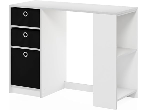 Furinno Jaya Desk, 39.4" Wide Gaming Desk with Drawer Bins