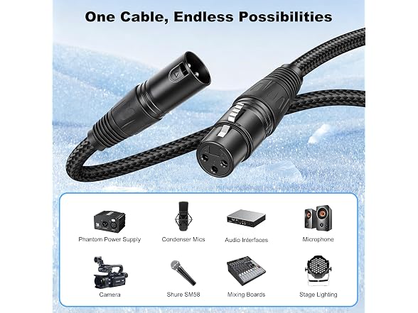 New Bee XLR Cable 3ft 2-Pack Male/Female