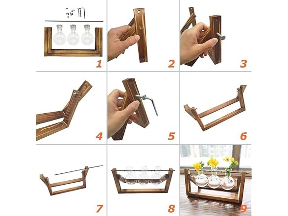 Water Planting Glass Vase w/Wood Stand