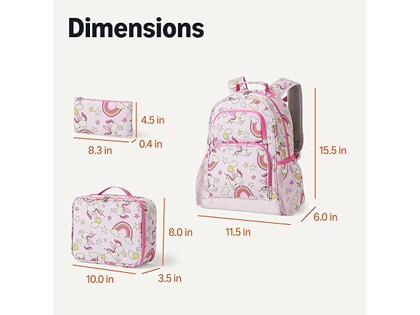 Amazon Essentials Kids School Backpack Set Pink - 3 Piece Set