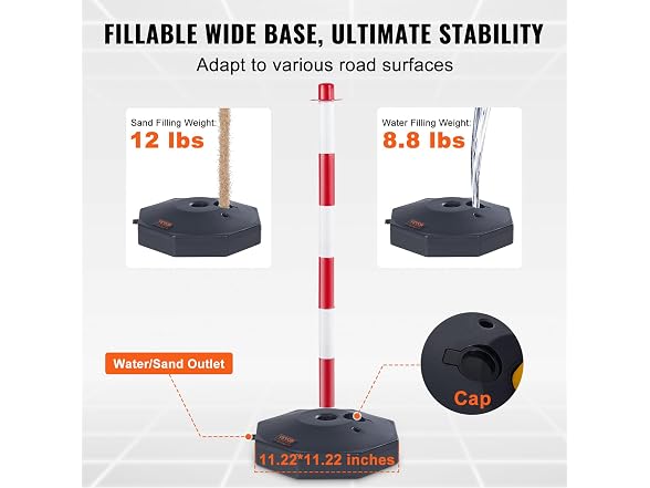 Adjustable Traffic Delineator Post Base6.6FT