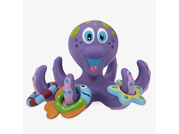 Nuby Floating Purple Octopus with 3 Hoopla Rings Bath Toy