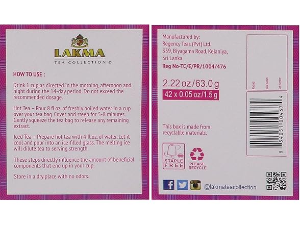 42CT HYLEYS Lakma 14 Day Weight Loss Kit Green Tea