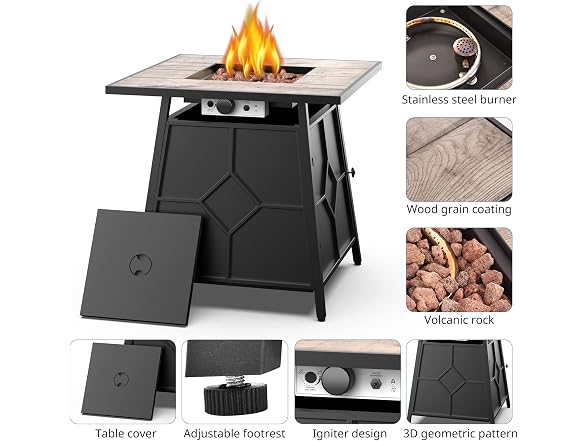 OTSUN 28'' Propane Fire Pit Table for Patio Outdoor