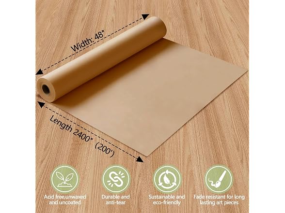 MAXTBEE 48" × 2400"(200') Thickened Brown Kraft Paper Roll