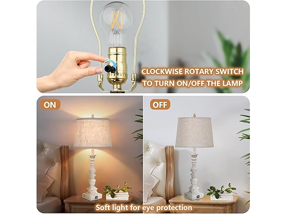 GoBright Tall Rustic Bedside Lamps