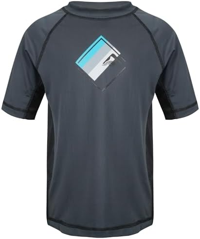 Kanu Surf Boys' Haywire UPF 50+ Sun Protective Rashguard Swim Shirt, Victor Charcoal, 4T
