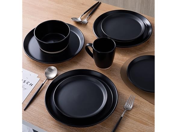 Stone Lain Jules 16Pc Dish Set, Black