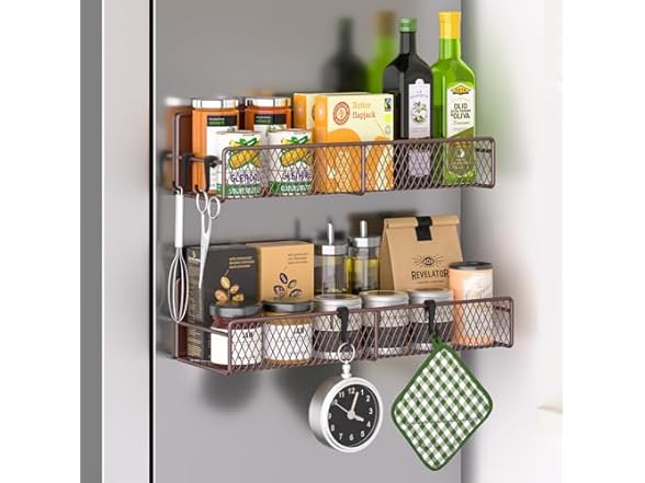 DTUQYX Magnetic Spice Rack for Refrigerator, 2 Pack