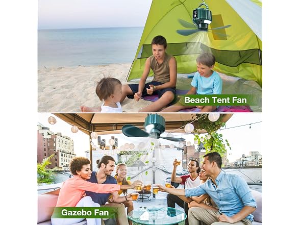 DUKUSEEK Camping Tent Ceiling Fan w/Light
