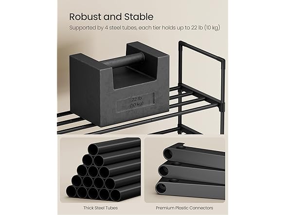 SONGMICS Shoe Rack 3-Tier 11.8 x 26.8 x 21.7 Inch