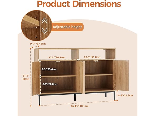 Mericonia Farmhouse Buffet Sideboard Cabinet with Storage