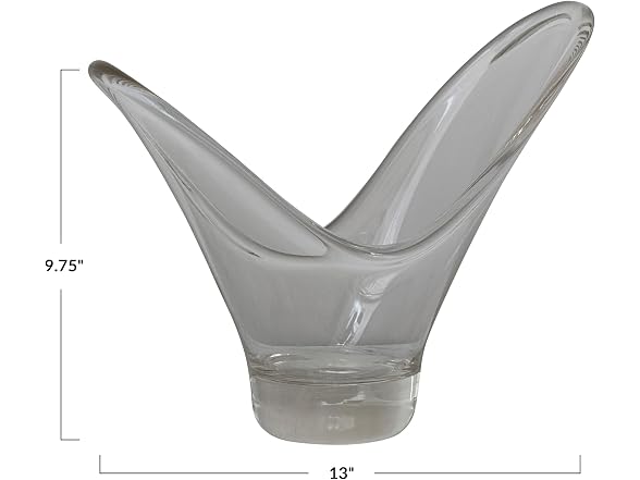 Hand-Blown Glass Organic Shaped Bowl, Clear
