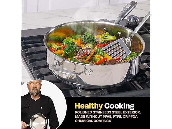 Guy Fieri's Flavortown 5 Qt. Stainless Steel Sautepan