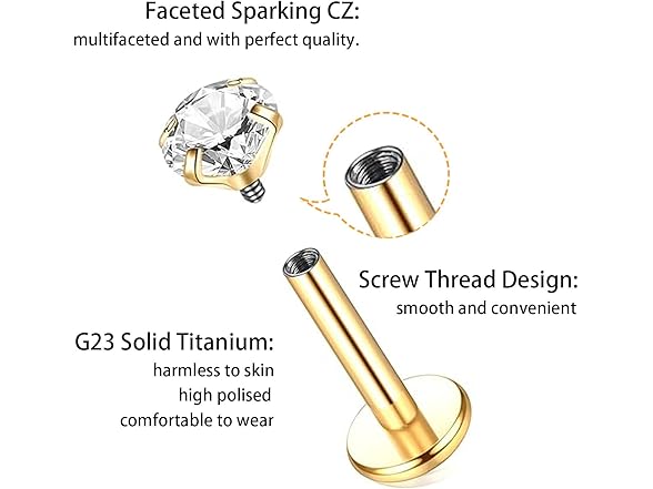 KXSBXJ 16G Titanium Flat Back Nose Stud