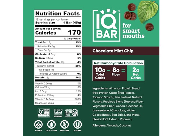 24CT IQBAR Clean Plant Protein Bars- Your Choice