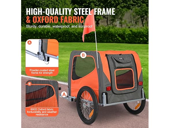 Dog Bike Trailer, Supports up to 66 lbs, Pet