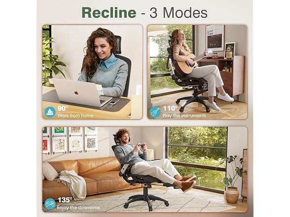 Office Chair with Footrest, Ergonomic Desk Chair