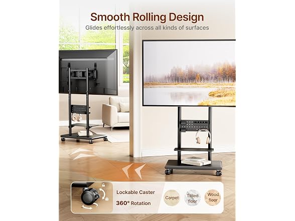 ECOTINY Rolling TV Stand 37-75" - Black