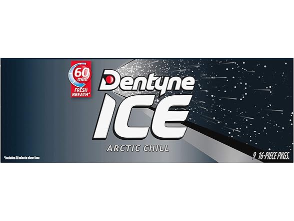 Dentyne Ice Arctic Chill Sugar Free Gum, 9 Packs of 16 Pieces (144 Total Pieces)