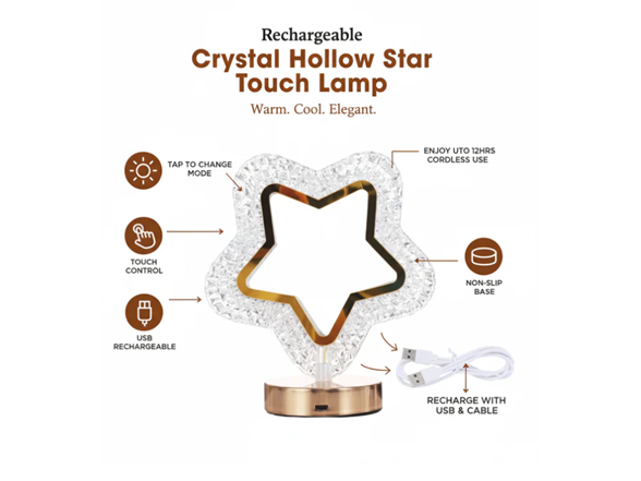 Rechargeable 3000K-7000K LED Acrylic Crystal Touch