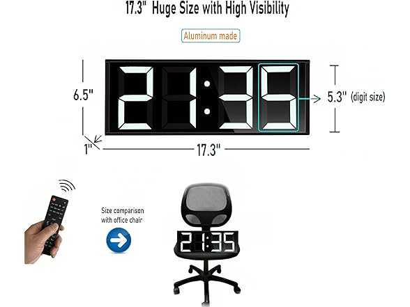 ETEBRG 17.3'' Huge Digital Wall Clock