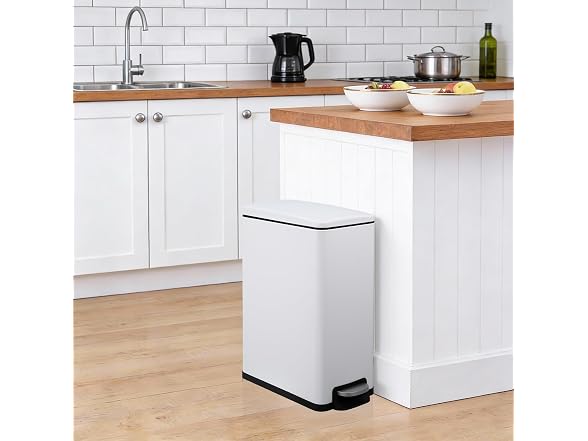 MOVECOM 12 Gal Step-On Trash Can White