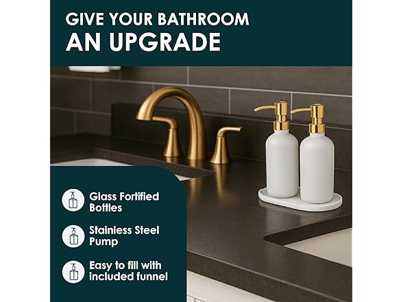 Mega Handles Glass Soap Dispenser Set