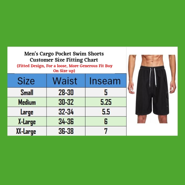 3 Pack Mens Cargo Swim Shorts (S-XXL) - Gallery 12