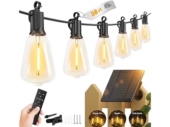 Brightown 58FT Solar String Lights