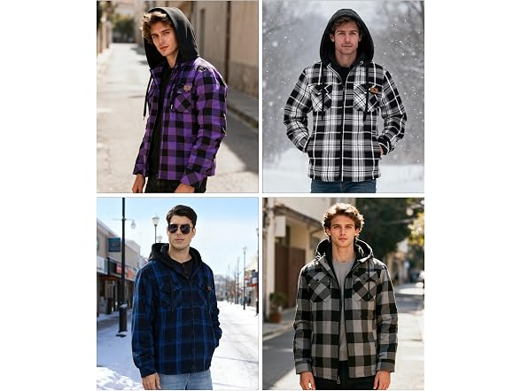 Men's Hoodie Zip Up Flannel Jacket