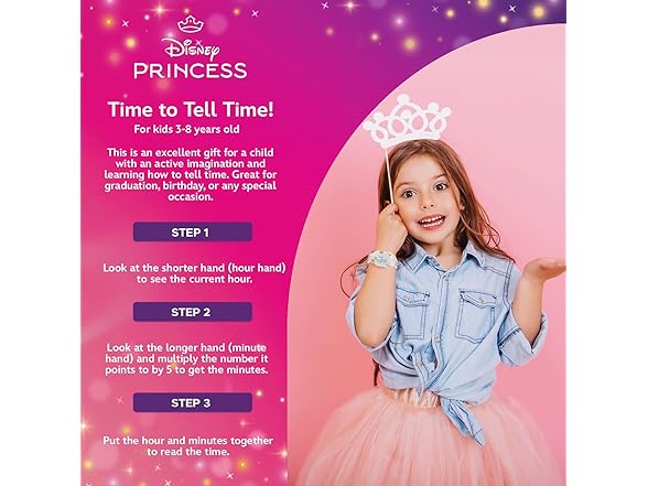 Disney Princess Watch Girls Age 4-7 White Strap - Gallery 5