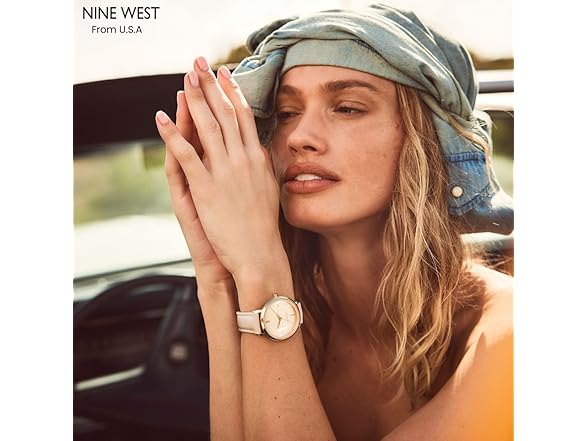 Nine West Women Gold-Tone & Pastel Pink Watch