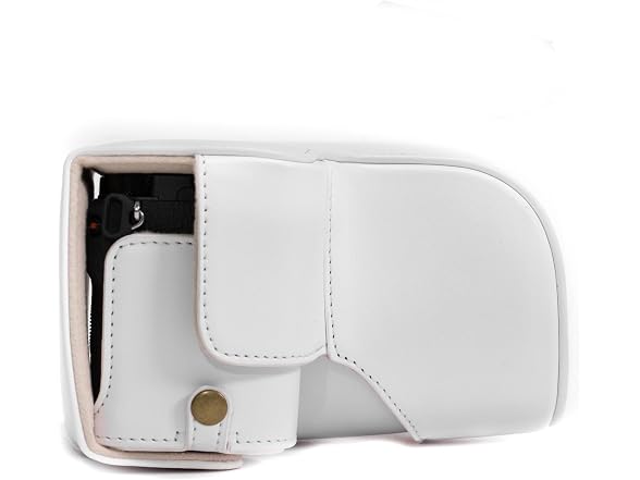 MegaGear Ever Ready Leather Camera Case and Strap (Fits Up to 16-70mm Lens) (White)
