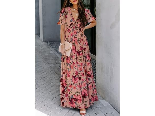 Blencot Women (L) Casual Short Sleeve Boho V Dress