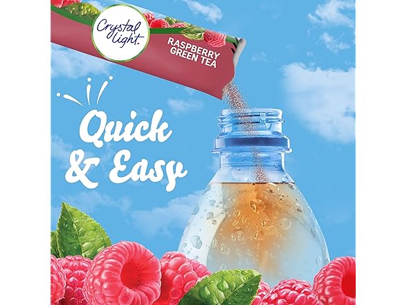 10CT Crystal Light Raspberry Green Tea Packets
