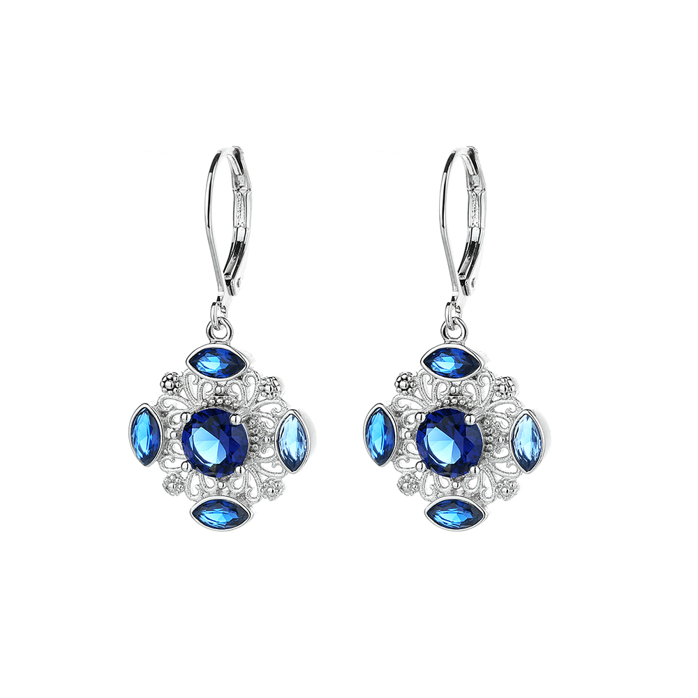 Sapphire Snowflake Drop Earrings - Gallery 3