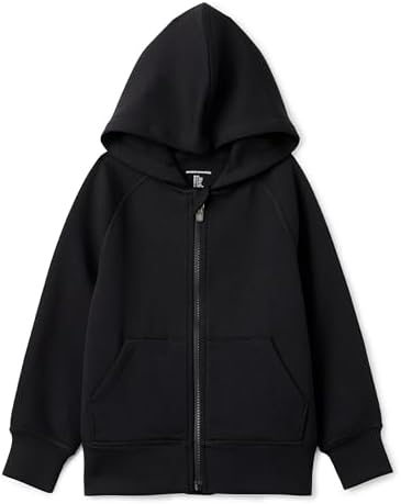 Amazon Essentials Boy's Active Sweat Relaxed-Fit Full Zip Hoodie, Black, Large