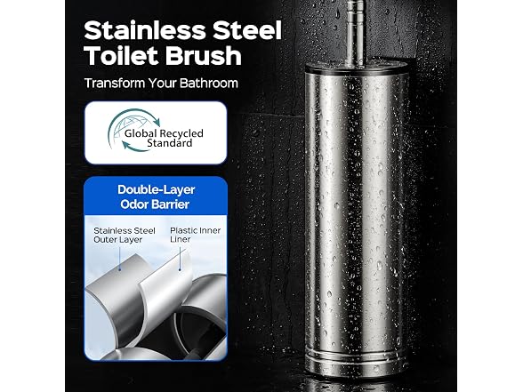 HAMITOR Stainless Toilet Brush & Holder