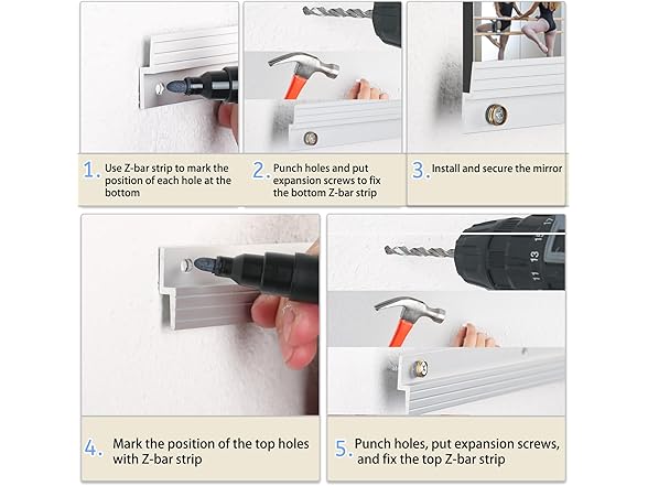BOOLUU Tempered Glass Home Gym Mirror