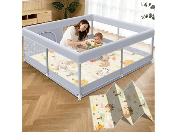 XVISHX 50x50" Baby Playpen with Mat