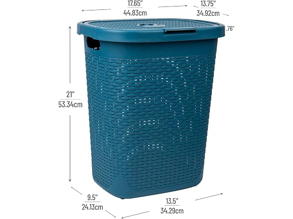 Mind Reader 50L Slim Laundry Hamper Set of 2, Blue