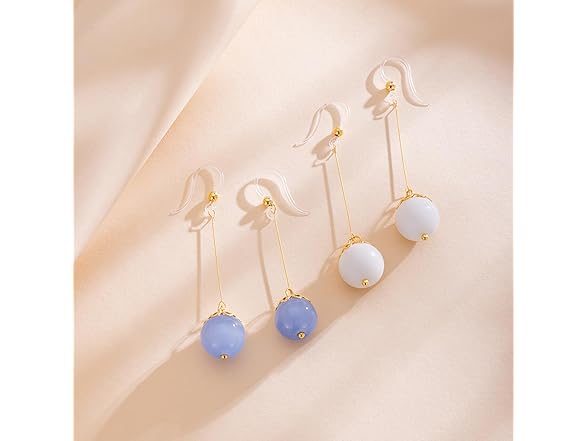 KMEOSCH Drop Ball Earrings White