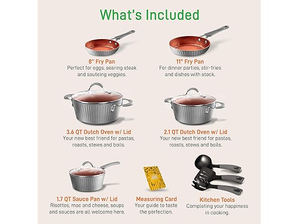 NutriChef Nonstick Cookware Excilon Set
