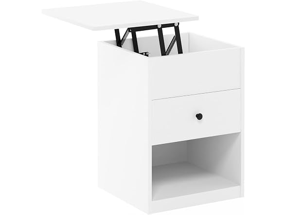 Furinno Jensen Night Stand, Lift-Top Nightstand with Drawer