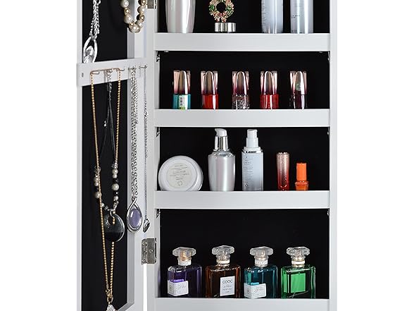 Elevon Hanging Mirror Jewelry Cabinet with Storage
